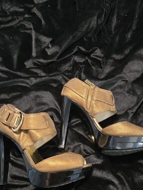 Michael Kors Gold Metallic Platform Stiletto Sandals